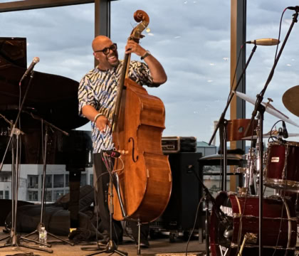 Photo of Christian McBride playing bass