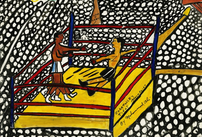 Color drawing by Muhammad Ali predicting win in Zora Folley fight